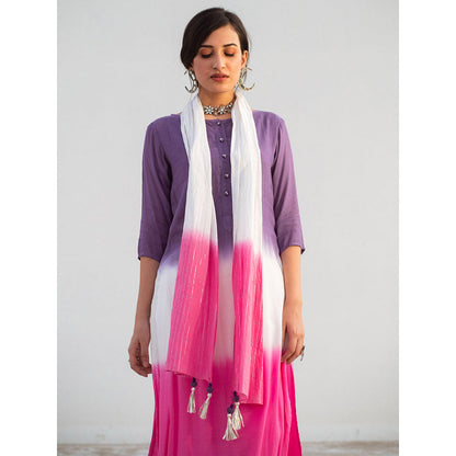 Gulaal White Rozi Dip-Dye Kurta