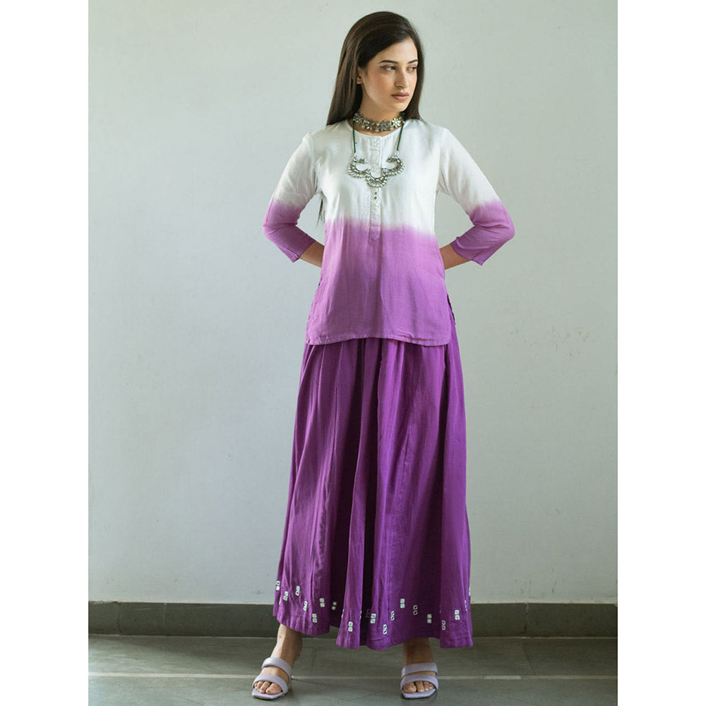 Gulaal Purple Garin Top And Palazzo (Set of 2)