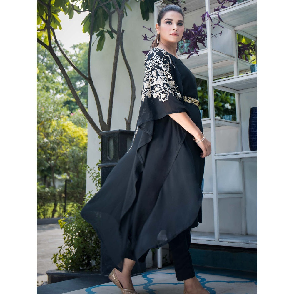 House Of Muher Fiza Black Kurta Set (Set of 4)