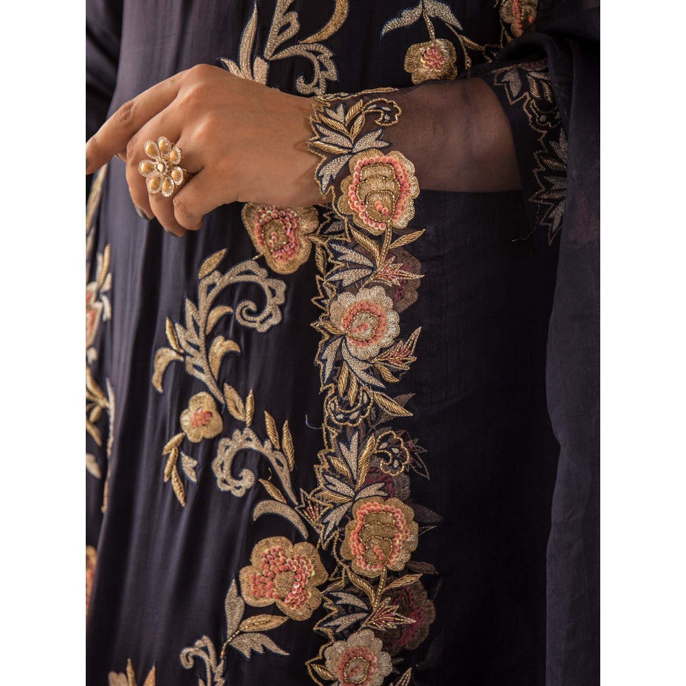 House Of Muher Zoya Navy Blue Suit Set (Set of 3)