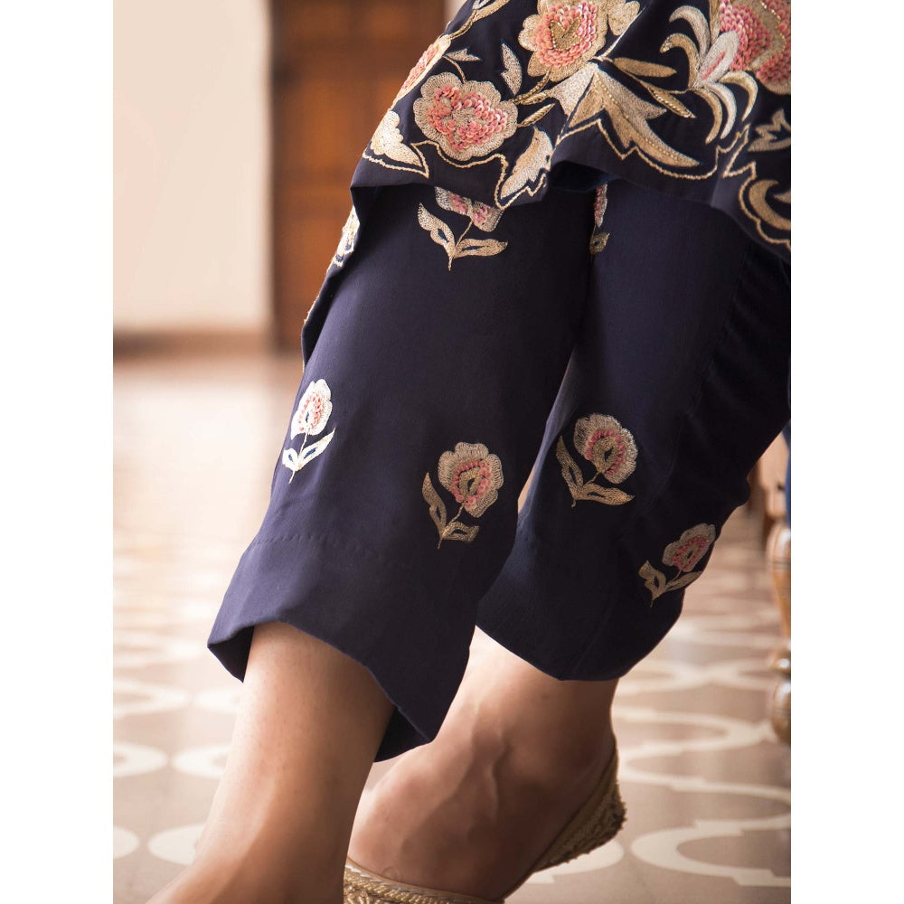 House Of Muher Zoya Navy Blue Suit Set (Set of 3)