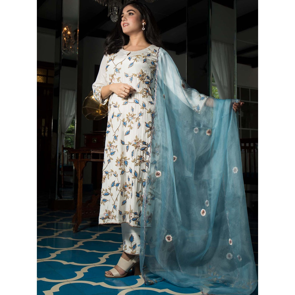 House Of Muher Raina White Suit Set (Set of 3)
