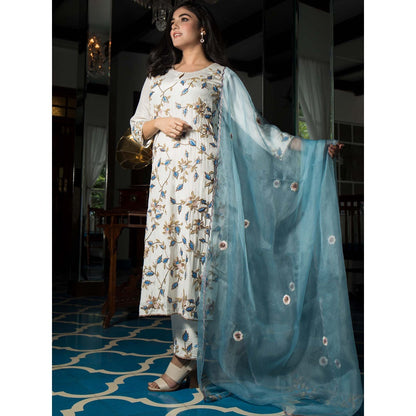 House Of Muher Raina White Suit Set (Set of 3)