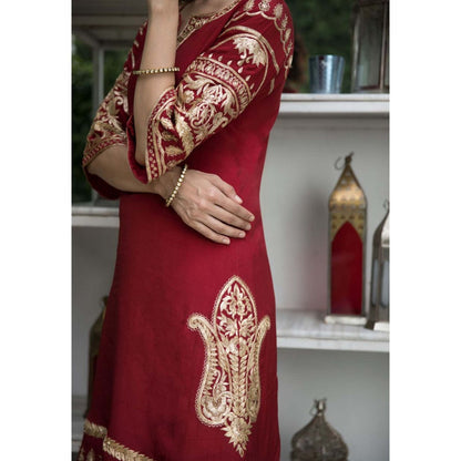 House Of Muher Alizeh Red Suit Set (Set of 3)