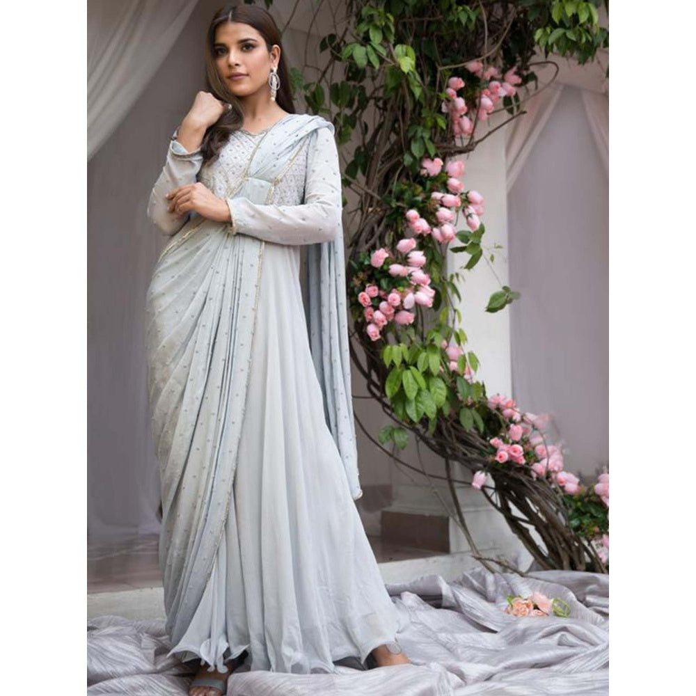 House Of Muher Inaya Grey Anarkali Dress