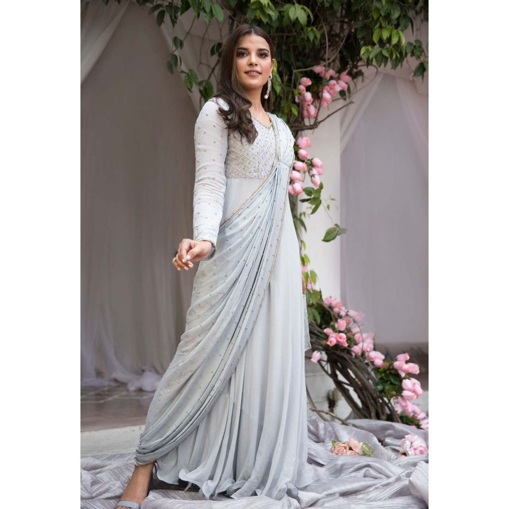 House Of Muher Inaya Grey Anarkali Dress