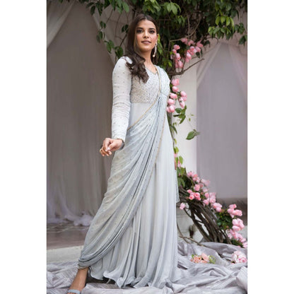 House Of Muher Inaya Grey Anarkali Dress