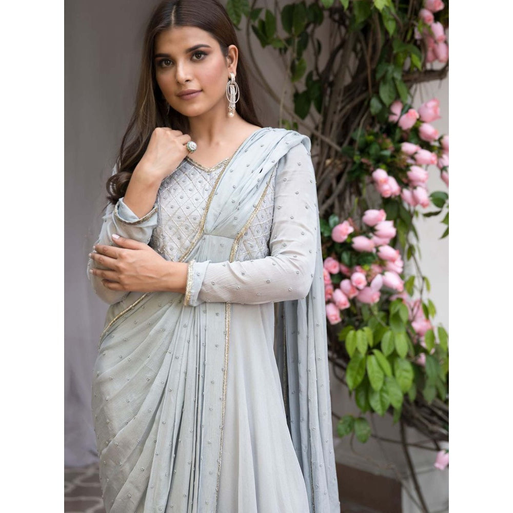 House Of Muher Inaya Grey Anarkali Dress