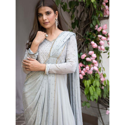 House Of Muher Inaya Grey Anarkali Dress