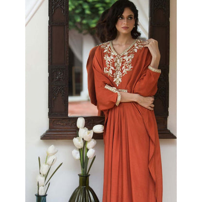 House Of Muher Gul Rust Kaftan