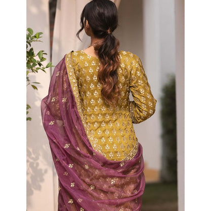 House Of Muher Nashira Olive Suit Set (Set of 3)
