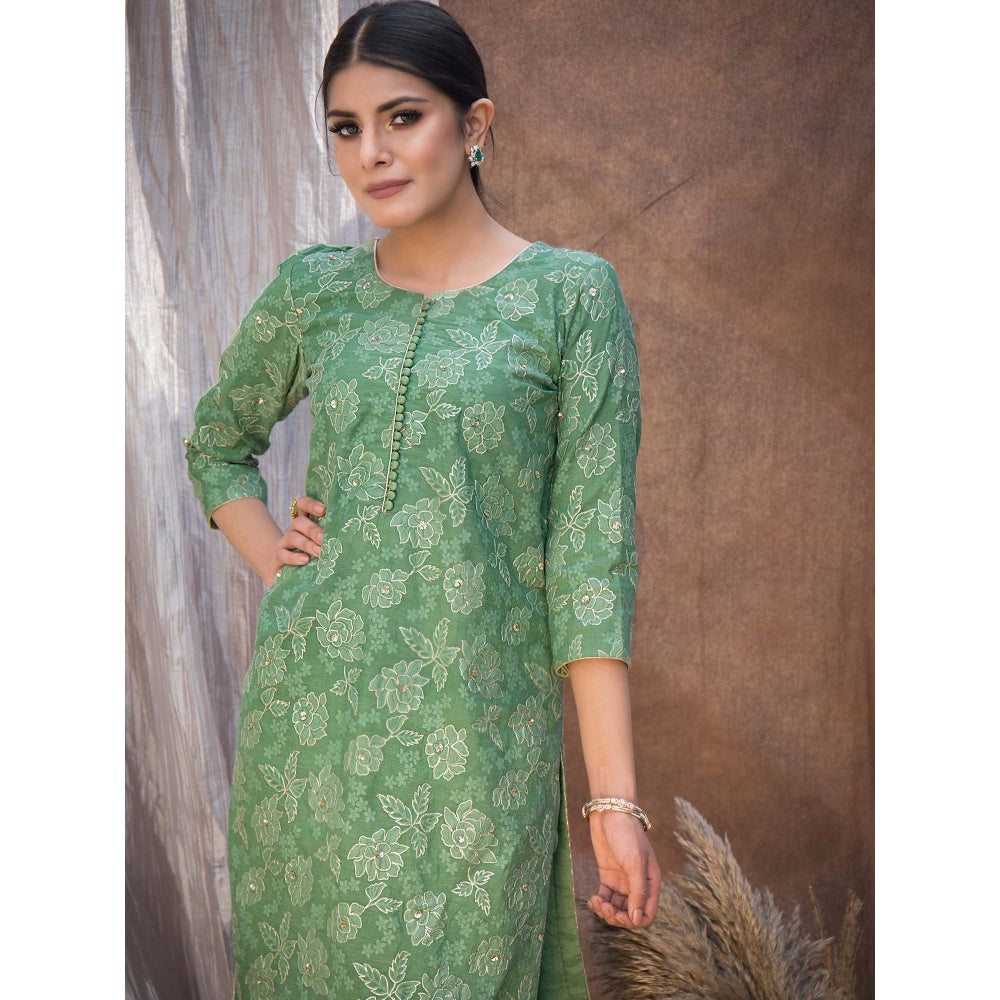 House Of Muher Gulzaar Green Suit Set (Set of 3)