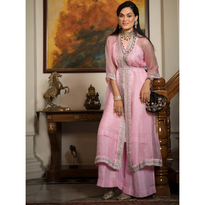 House Of Muher Gulafshaan Pink Jacket Set (Set of 4)