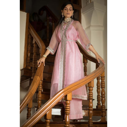 House Of Muher Gulafshaan Pink Jacket Set (Set of 4)