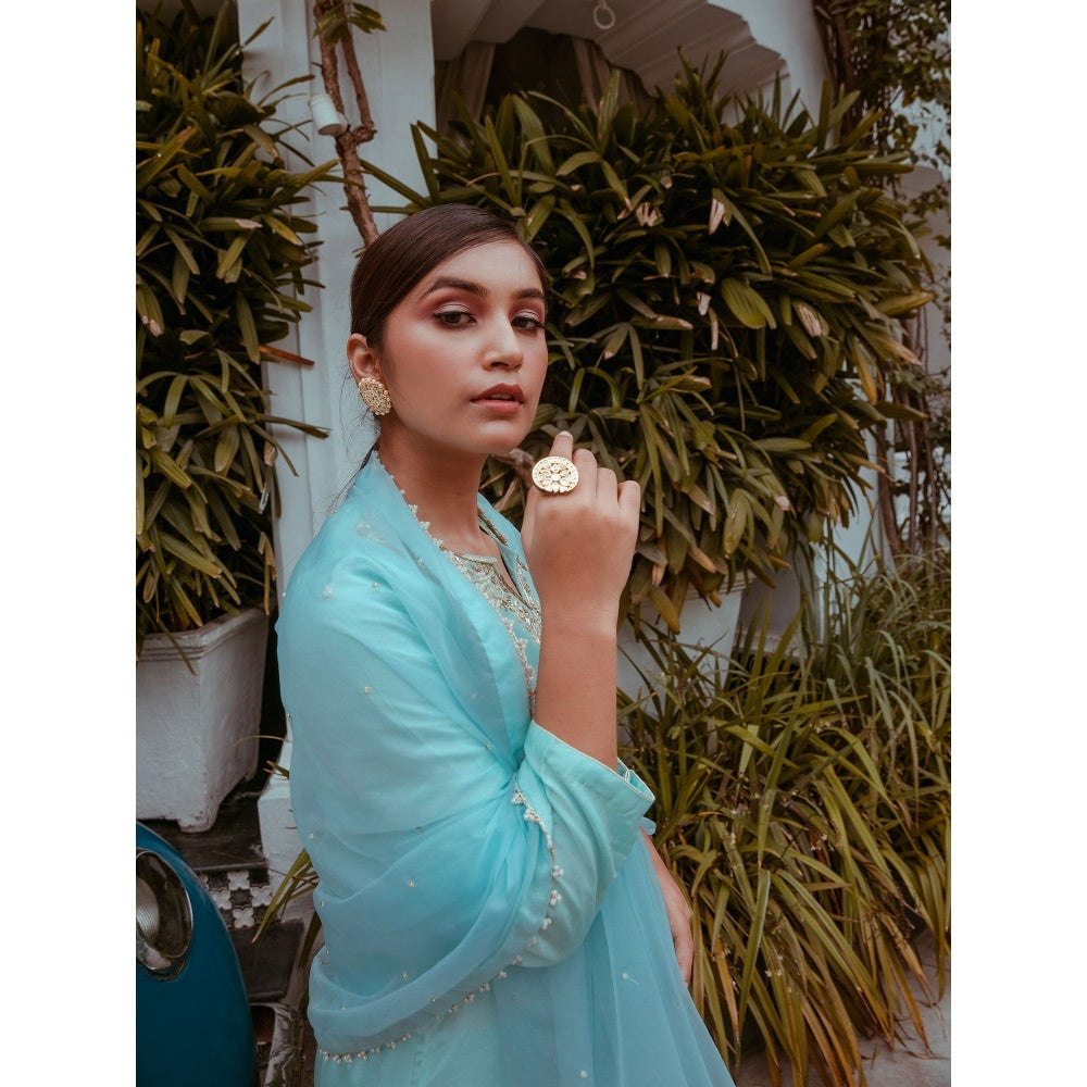 House Of Muher Naqsh Turquoise Suit Set (Set of 3)