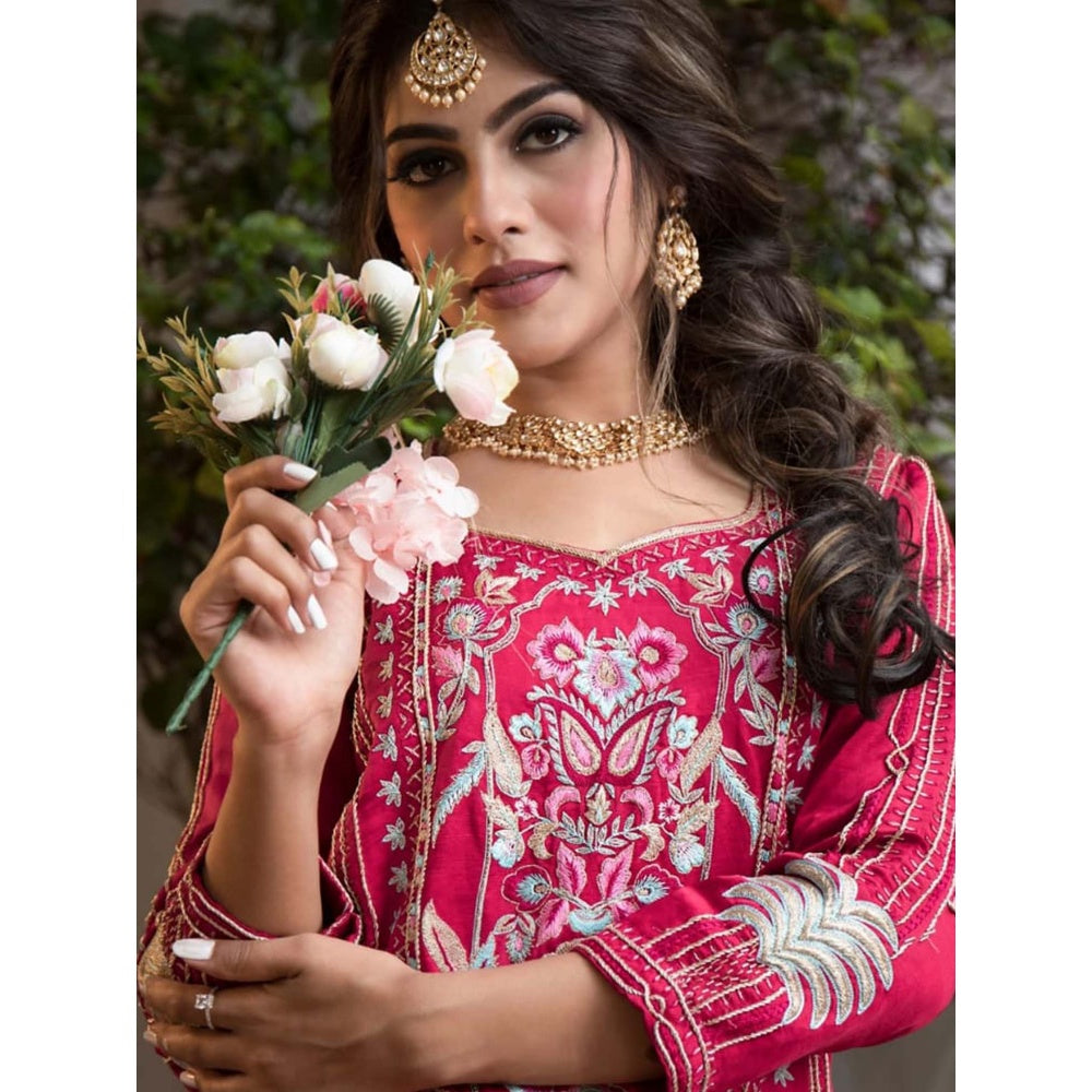 House Of Muher Seerat Red Suit Set (Set of 3)