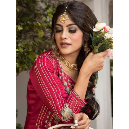 House Of Muher Seerat Red Suit Set (Set of 3)