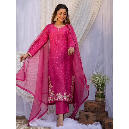 House Of Muher Gulaab Pink Suit Set (Set of 3)