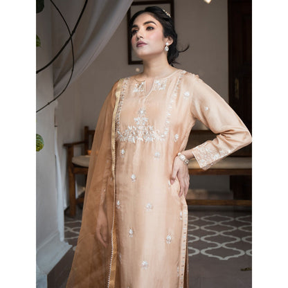 House Of Muher Mirha Beige Kurta Set
