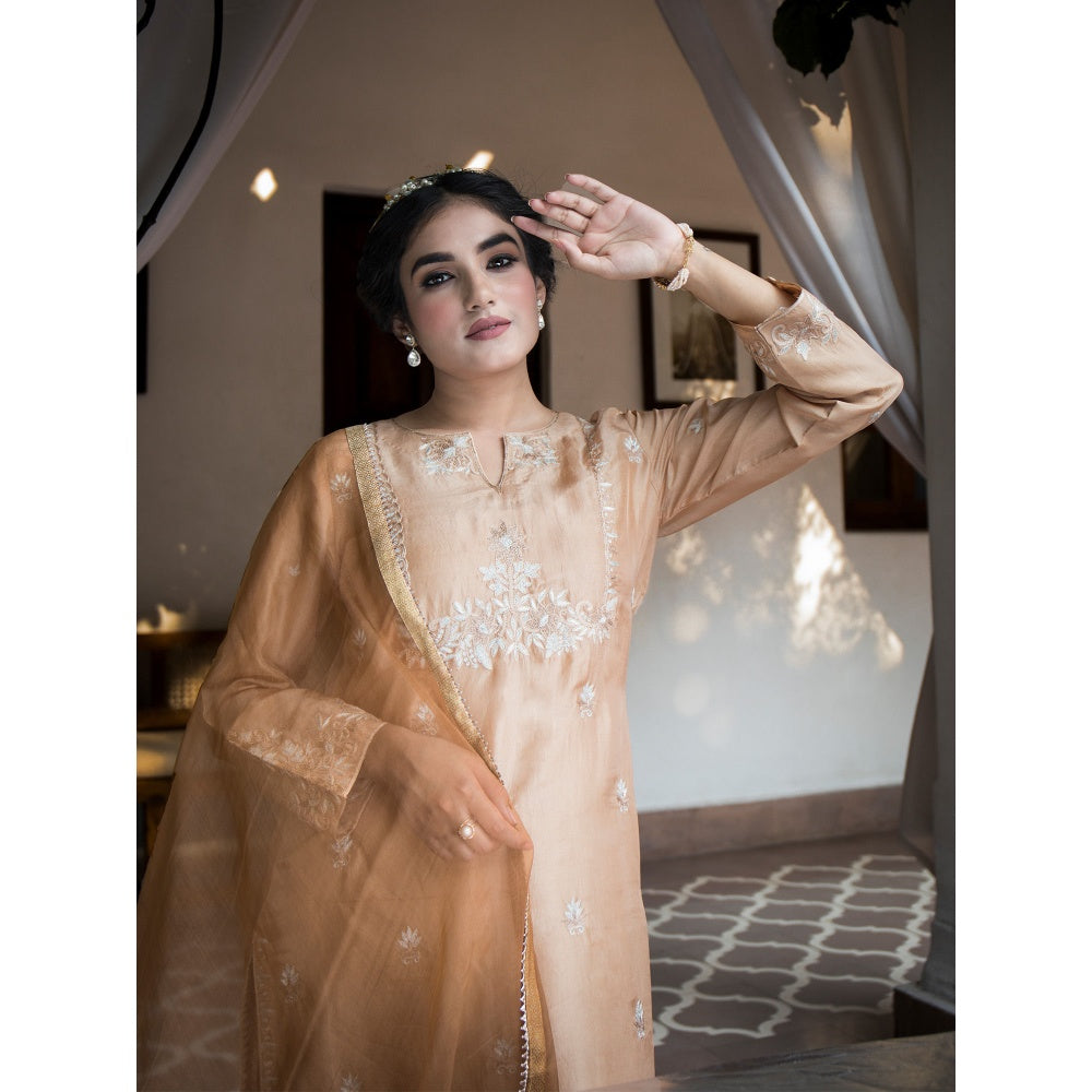 House Of Muher Mirha Beige Kurta Set