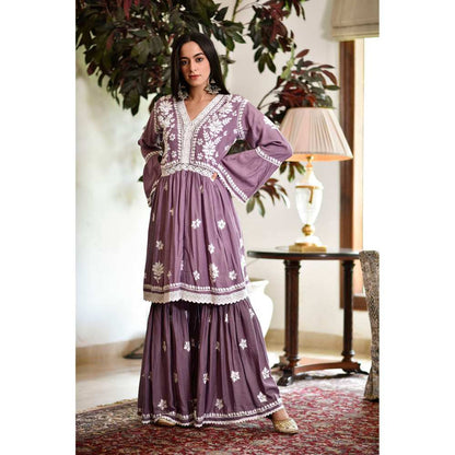 House of Chikankari Zuma Chikankari Modal Gharara (Set of 2)