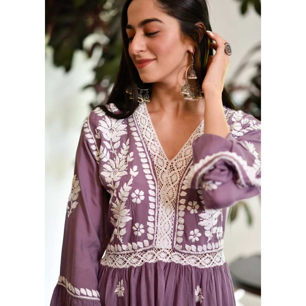 House of Chikankari Zuma Chikankari Modal Gharara (Set of 2)