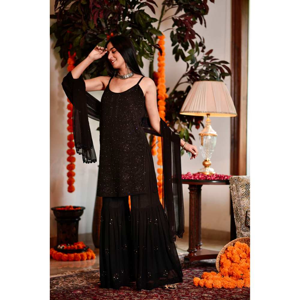 House of Chikankari Dia Chikankari Georgette Straight Kurta (Set of 2)