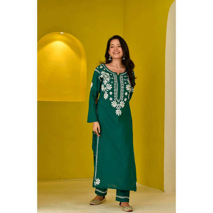 House of Chikankari Juhaina Chikankari Cotton Straight (Set of 2)