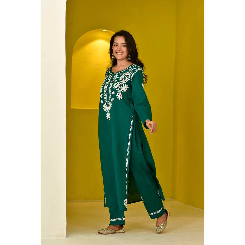 House of Chikankari Juhaina Chikankari Cotton Straight (Set of 2)