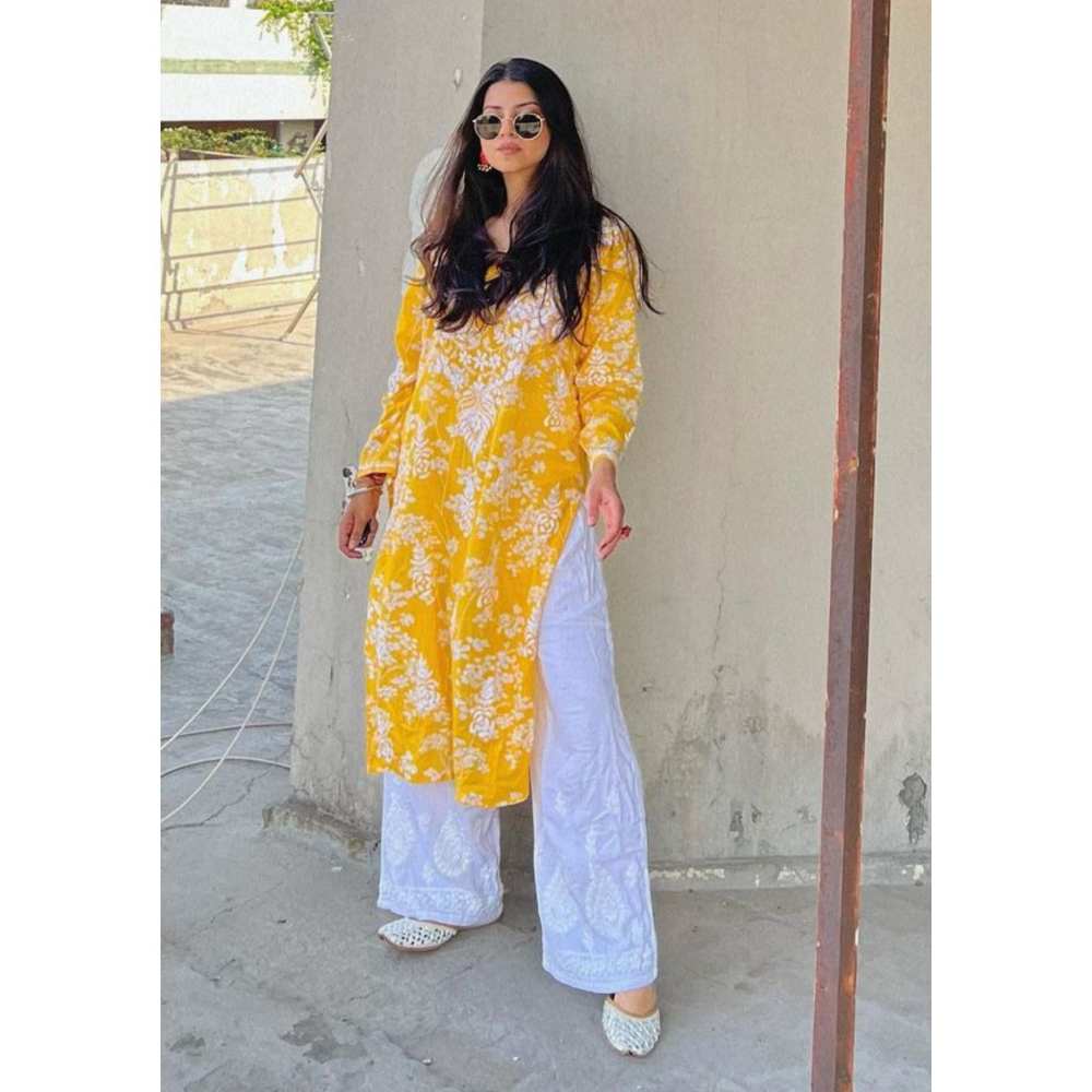 House Of Chikankari Zainab Chikankari Mulmul Straight Kurta