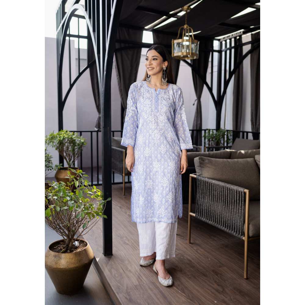 House Of Chikankari Nazm Chikankari Mulmul Straight Kurta
