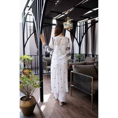 House Of Chikankari Adila Chikankari Muslin Straight White Kurta