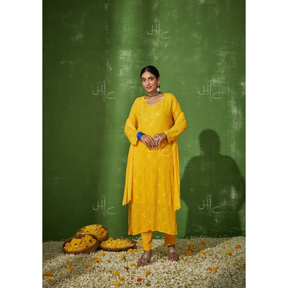 House of Chikankari Meher Chikankari Georgette Straight Kurta Set with Dupatta