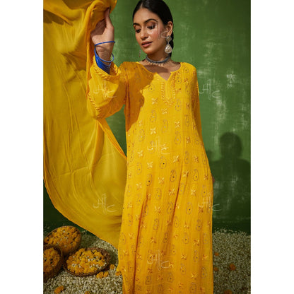 House of Chikankari Meher Chikankari Georgette Straight Kurta Set with Dupatta