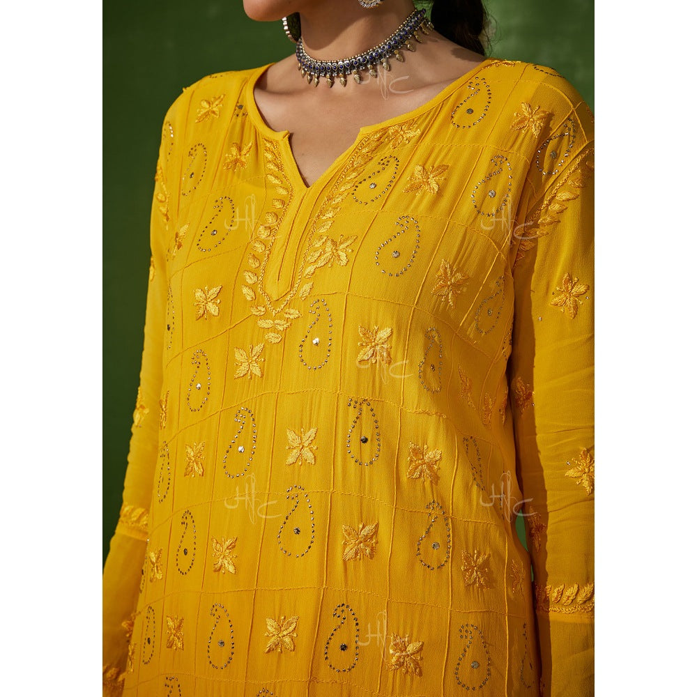 House of Chikankari Meher Chikankari Georgette Straight Kurta Set with Dupatta