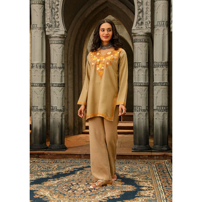 House of Chikankari Kasmira Aari Woollen Short Kurta