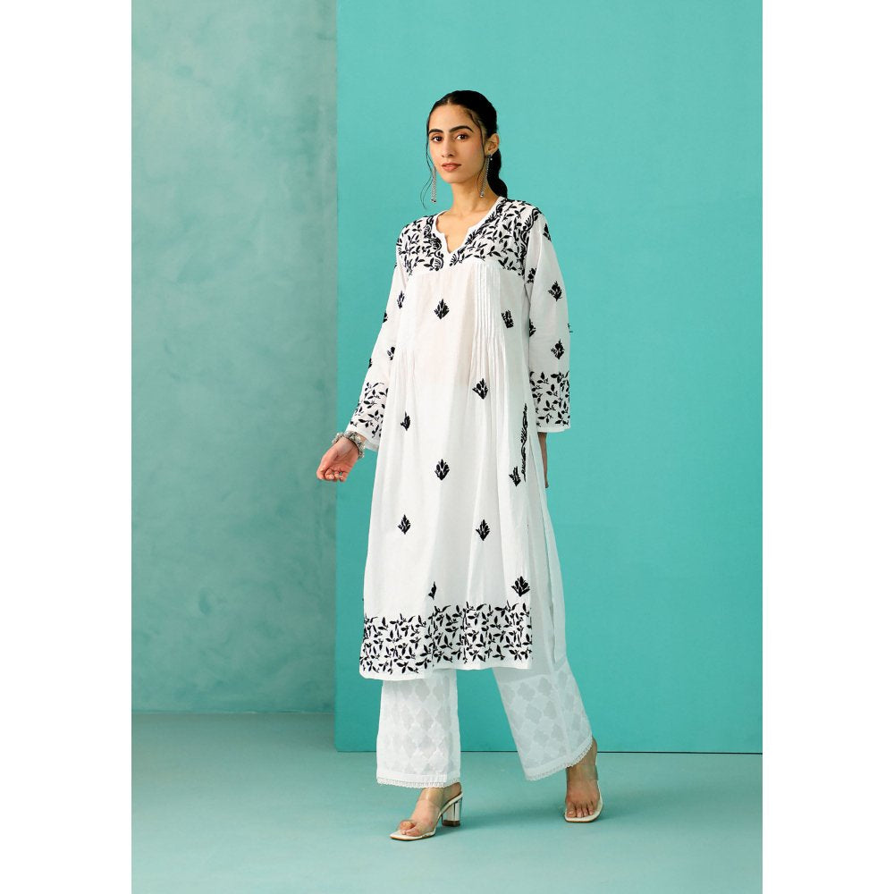 House of Chikankari Chandni Chikankari Cotton Straight White Kurta