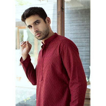 House of Chikankari Shahbaz Chikankari Cotton Straight Men Kurta