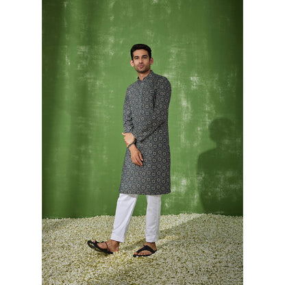 House of Chikankari Aswad Cotton Straight Men Kurta