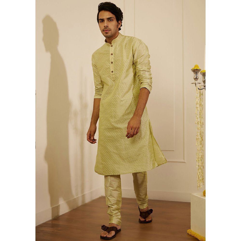 House of Chikankari Rashid Silk Straight Men Kurta with Pyjama (Set of 2)