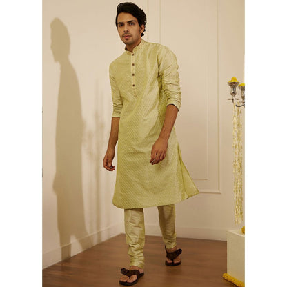 House of Chikankari Rashid Silk Straight Men Kurta with Pyjama (Set of 2)
