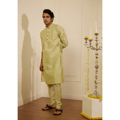 House of Chikankari Rashid Silk Straight Men Kurta with Pyjama (Set of 2)
