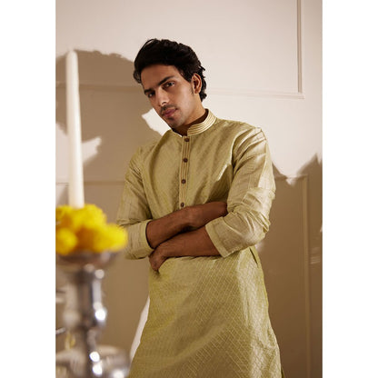 House of Chikankari Rashid Silk Straight Men Kurta with Pyjama (Set of 2)