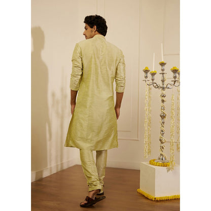 House of Chikankari Rashid Silk Straight Men Kurta with Pyjama (Set of 2)