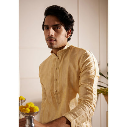House of Chikankari Amir Silk Straight Men Kurta with Pyjama (Set of 2)
