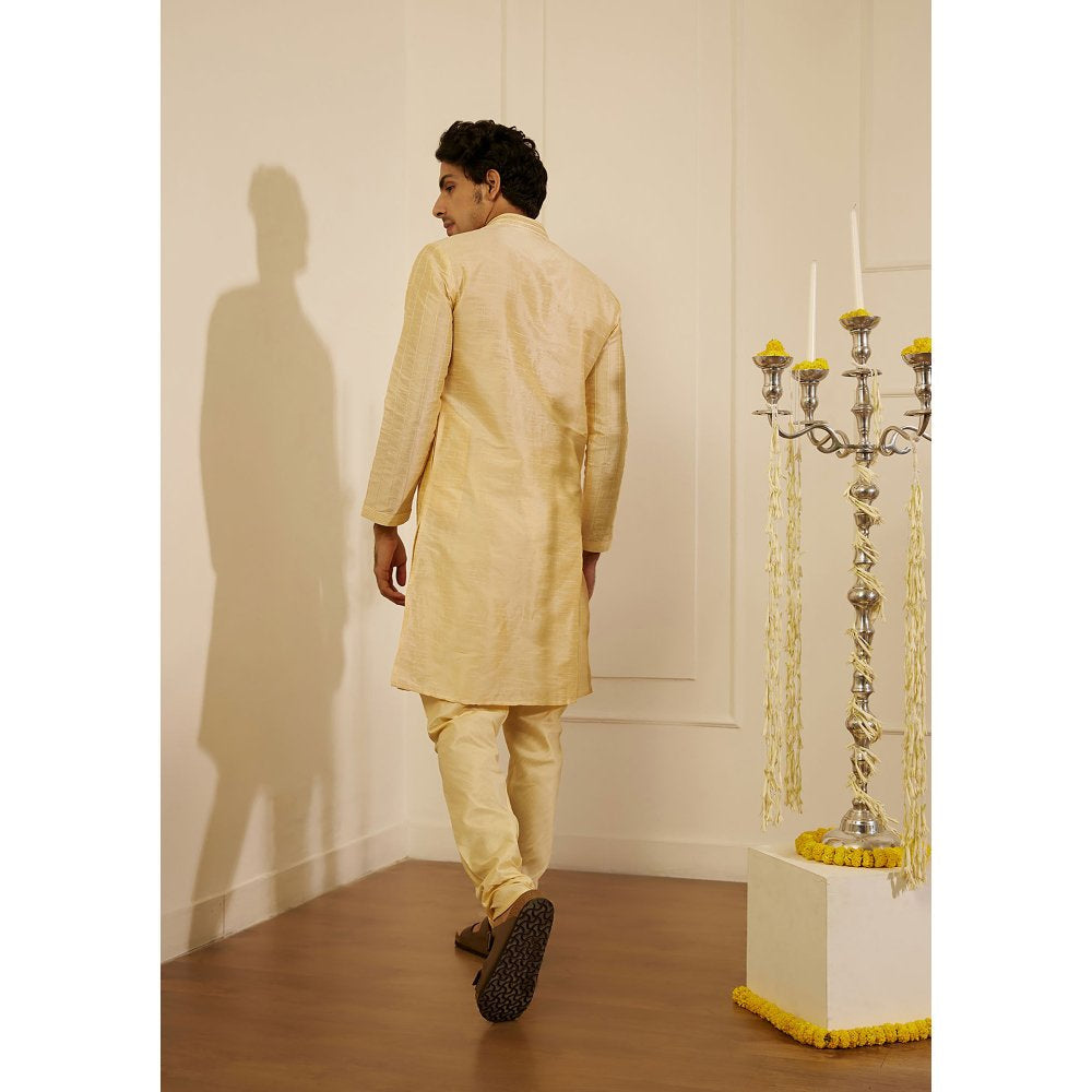 House of Chikankari Amir Silk Straight Men Kurta with Pyjama (Set of 2)