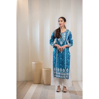 House of Chikankari Ambar Chikankari Mulmul Straight Kurta