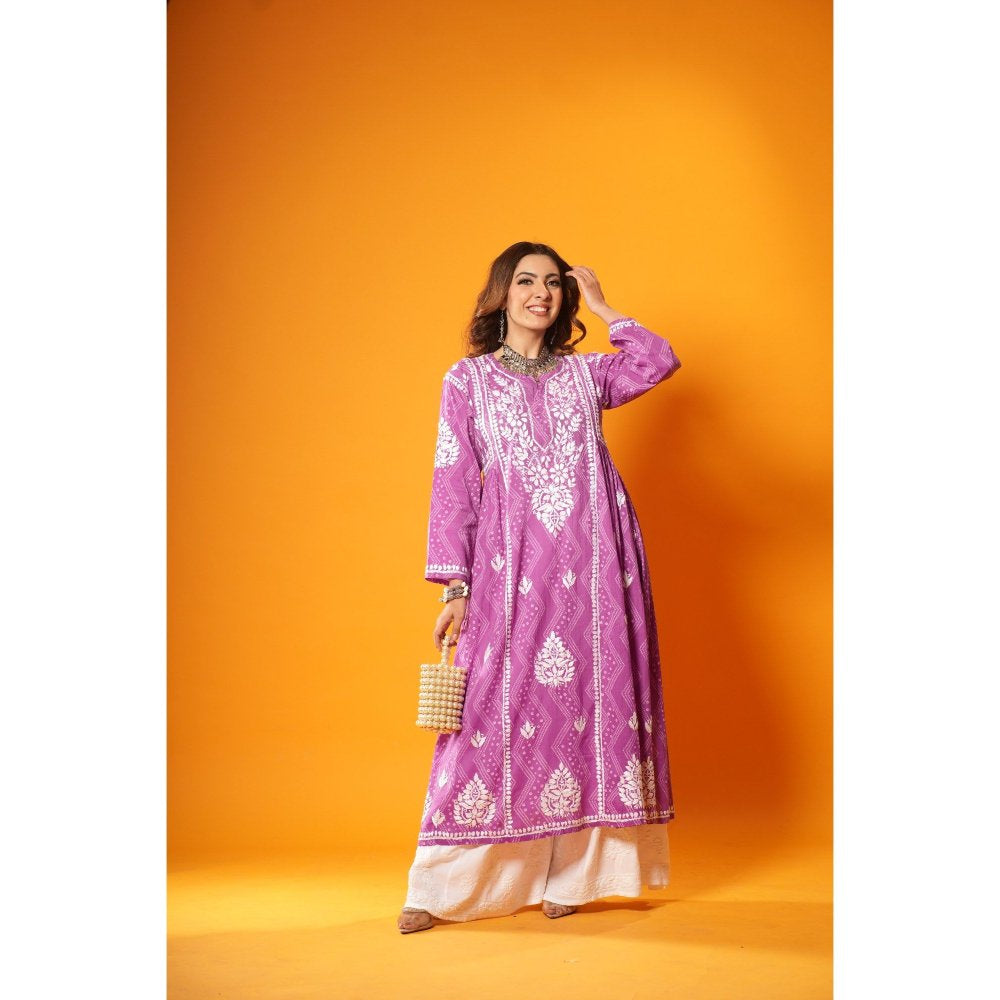 House of Chikankari Jugni Chikankari Mulmul A-Line Kurta