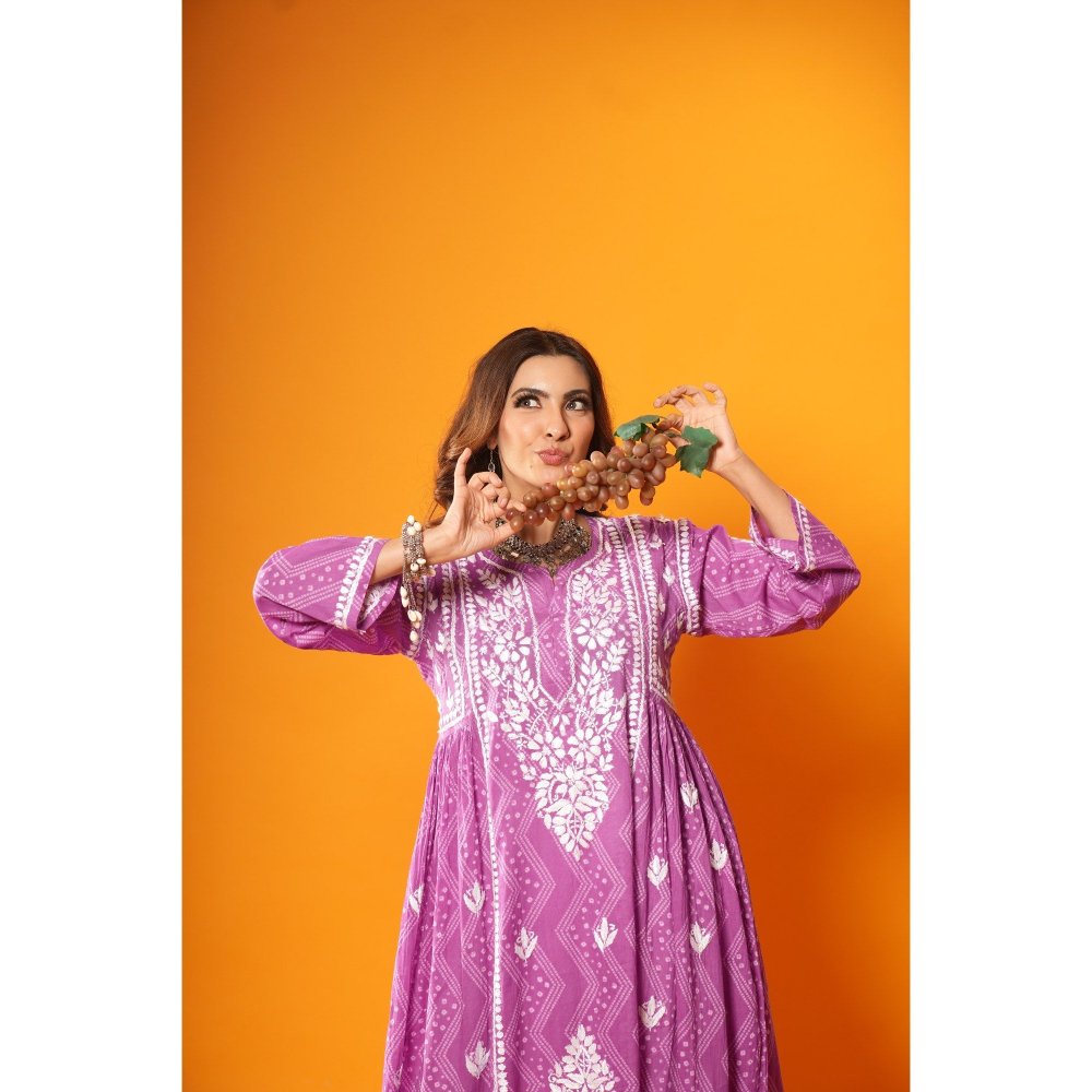 House of Chikankari Jugni Chikankari Mulmul A-Line Kurta