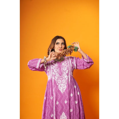 House of Chikankari Jugni Chikankari Mulmul A-Line Kurta